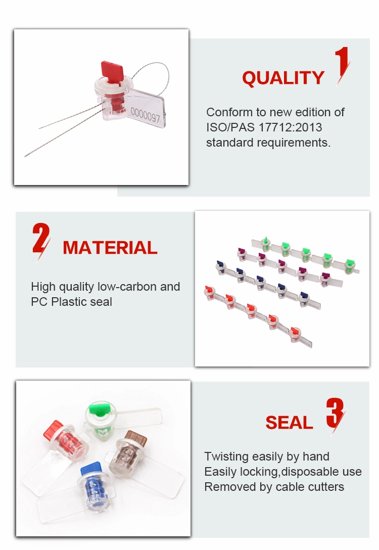 Jy China Water Electric Meter Security Seal /Plastic Twister Seal with Cable Wire / Tamper Evident Gas Meter Seal